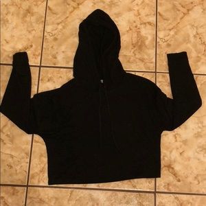 Cropped distressed long sleeve hoodie